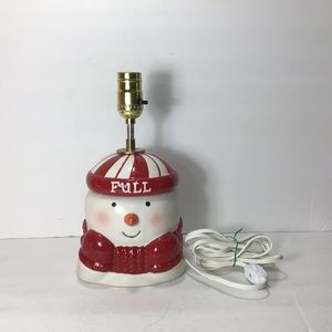 Christmas Snowman Ceramic Cookie Jar Lamp